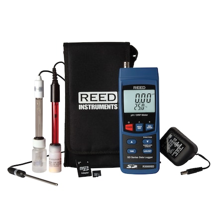 REED Data Logging PH/ORP Meter With Electrodes, Temperature Probe, SD Card And Power Adapter